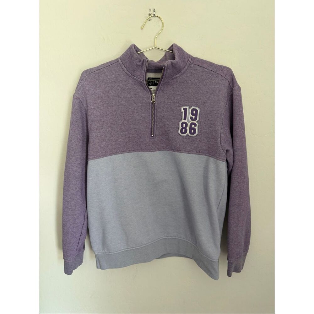 Original Use Men's Colorblock 1/4 Zip Pullover Sweatshirt Purple Grey 1986 Sz M